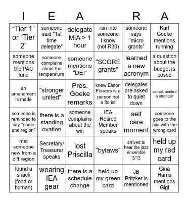 REGION 30 BINGO     FRIDAY 3/13/26 Bingo Card
