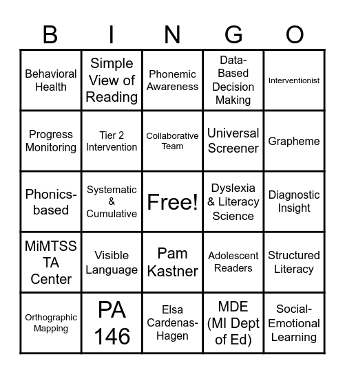 2026 Dyslexia Summit Watch Party BINGO Card