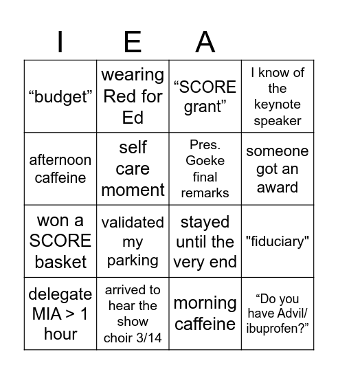 REGION 30 BINGO     SATURDAY 3/14/26 Bingo Card