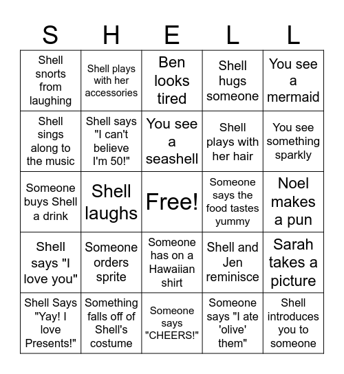 Shell Bingo Card