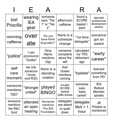 REGION 30 BINGO     THURSDAY 3/12/26 Bingo Card