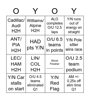 Australia '26 Bingo Card
