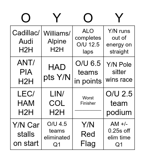 Australia '26 Bingo Card