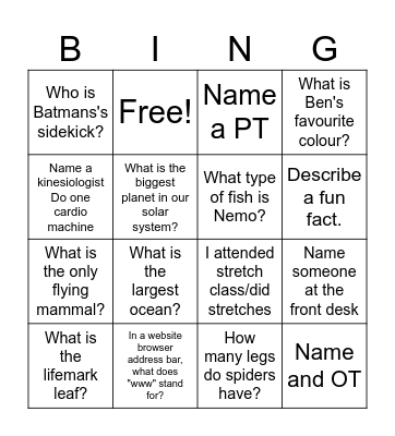 Lifemark Bingo Card