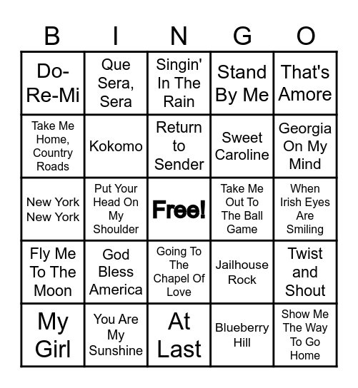 Residents' Music Hits! Bingo Card