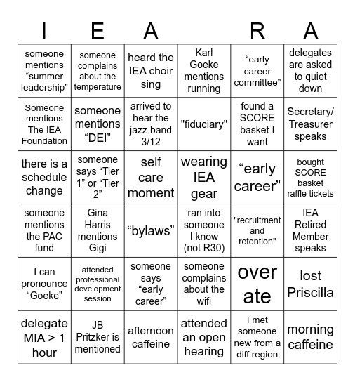 REGION 30 BINGO     THURSDAY 3/12/26 Bingo Card