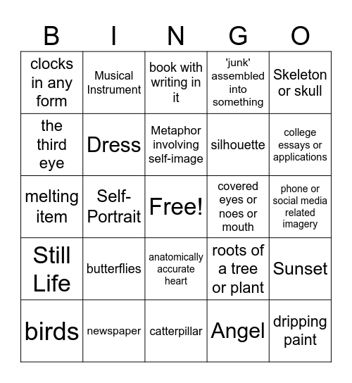 IB Art Exihibition Bingo Card