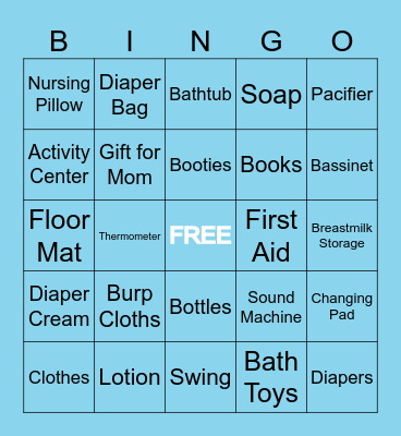 Baby Shower Bingo Card