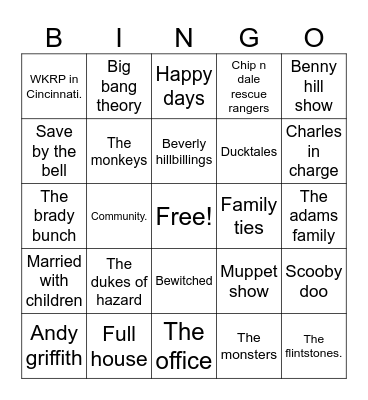 TV SHOWS 📺 Bingo Card
