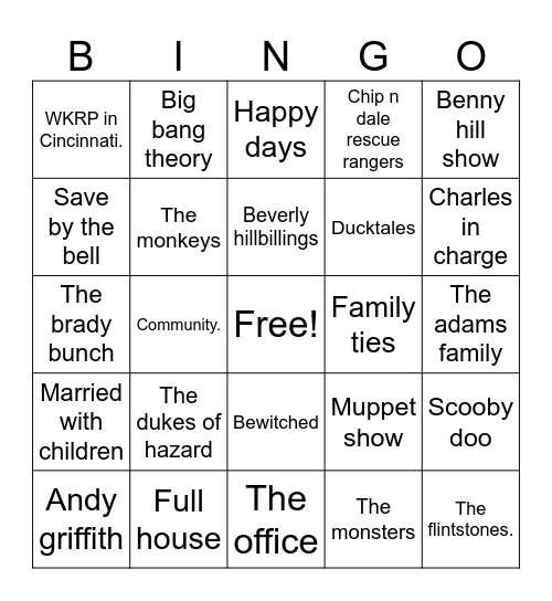 TV SHOWS 📺 Bingo Card