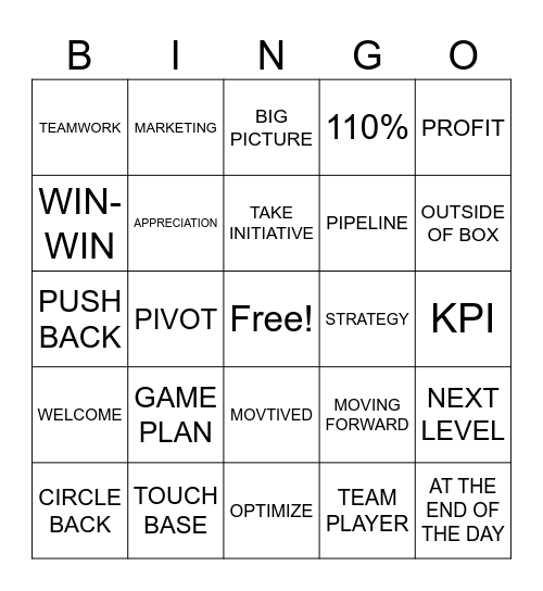 CORPORATE BINGO BABY Bingo Card