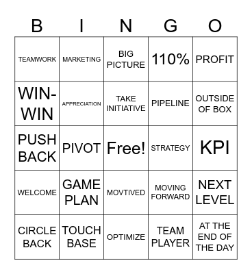 CORPORATE BINGO BABY Bingo Card