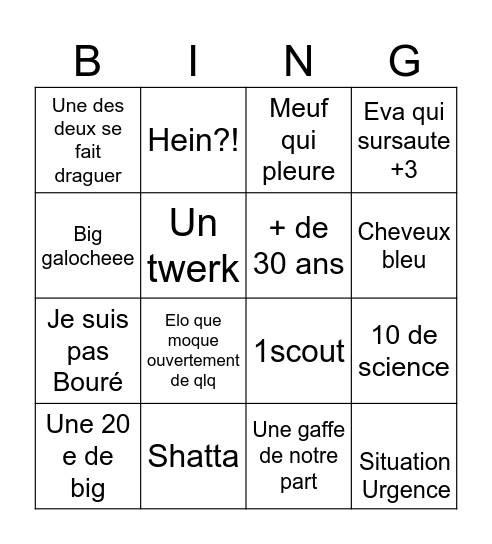 Soiré Bingo Card