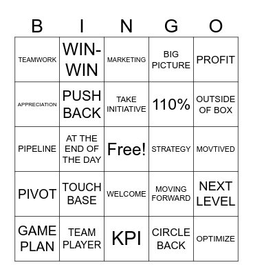 CORPORATE BINGO BABY Bingo Card