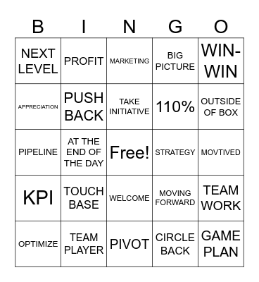 CORPORATE BINGO BABY Bingo Card