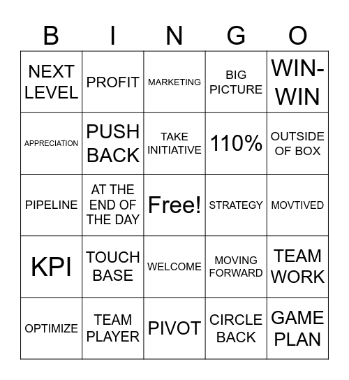 CORPORATE BINGO BABY Bingo Card