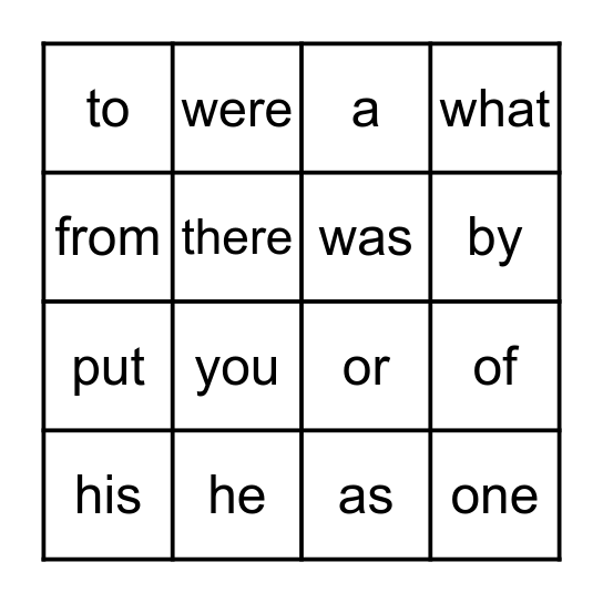 Level 1 Trick Words Unit 1-6 Bingo Card