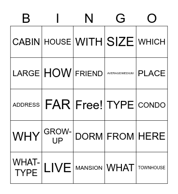 ASL Housing Bingo Card