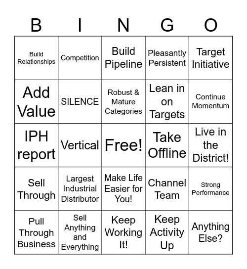 Monthly Grainger Call Bingo Card