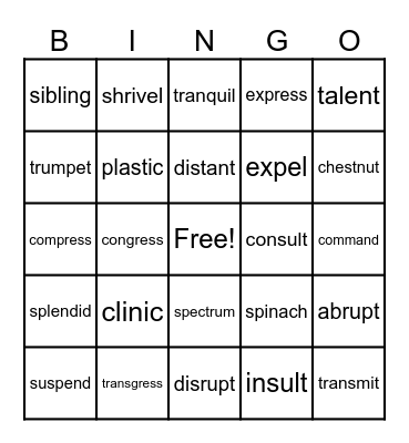 3.2 Bingo Card
