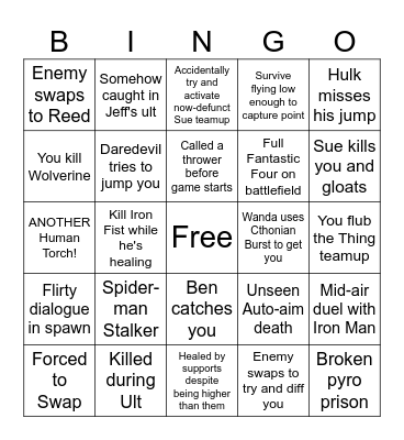 Marvel Rivals Human Torch Bingo Card