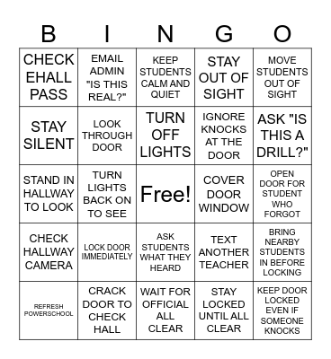LOCKDOWN Bingo Card