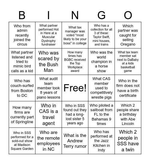 Get To Know BGBC Bingo! Bingo Card