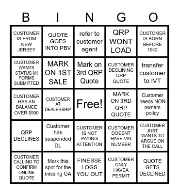 Salty Friday Bingo Card