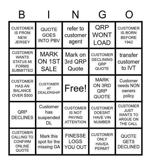 Salty Friday Bingo Card