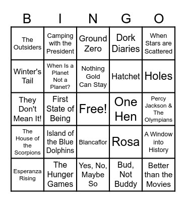 Ms. Mulet's Book Bingo Game Bingo Card