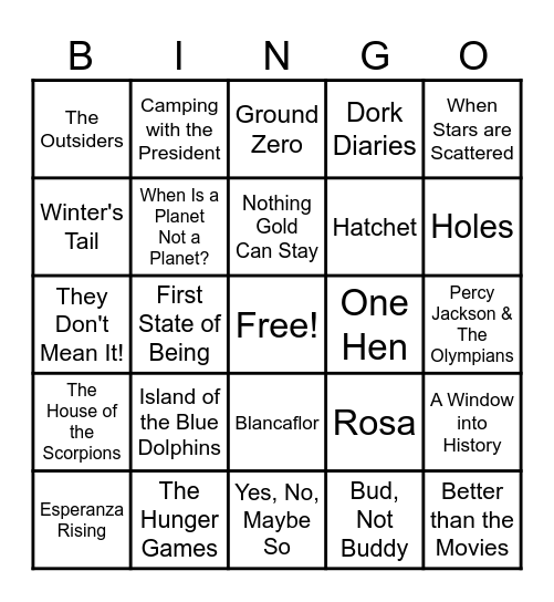 Ms. Mulet's Book Bingo Game Bingo Card