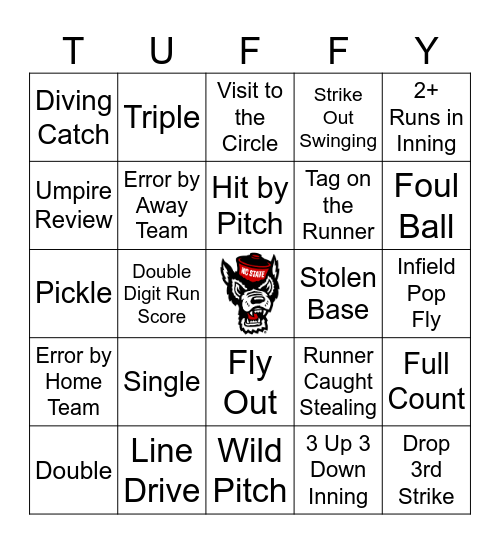 Wolfpack Softball BINGO Card
