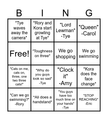 Westview Wildcats Bingo Card