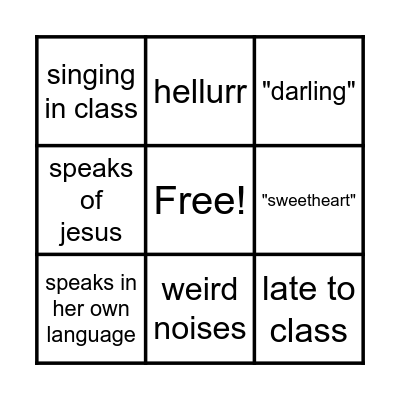 Edwards bingo Card
