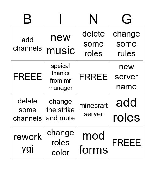 MEOWSSI UPDATE BINGO Card
