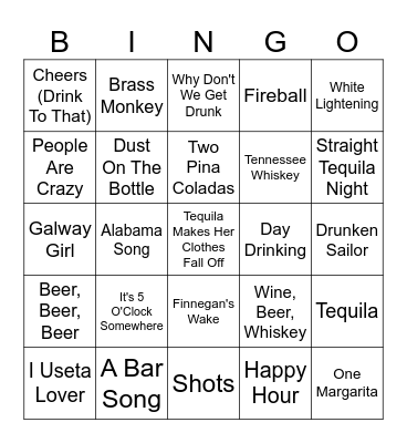 Drinking Songs Ode to St. Patrick's Day Bingo Card