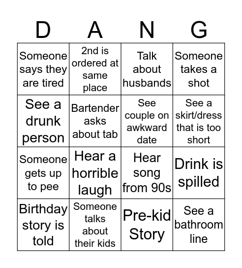 Molly's Mom Night Out Birthday Bingo Card