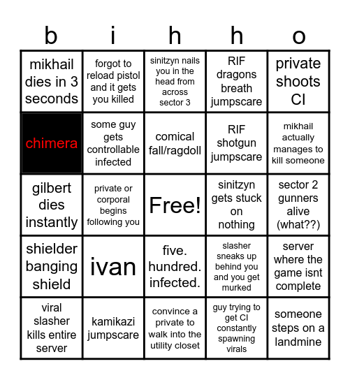 roblox examination bingo Card