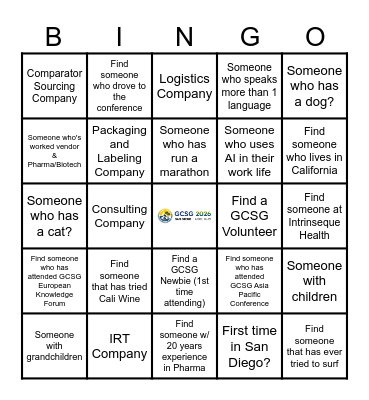 Meet & Greet Bingo Card