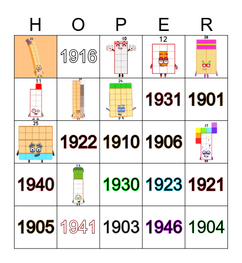 Number blocks Bingo Card