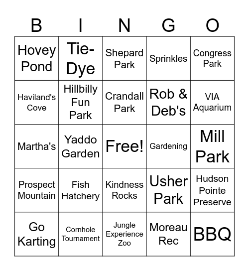 Summer Fun Bingo! Bingo Card