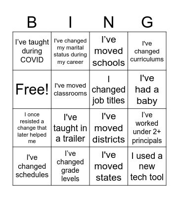 CHANGE Bingo Card