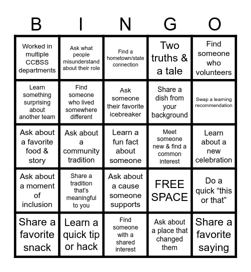 Mix & Mingle - Let's BINGO! Bingo Card