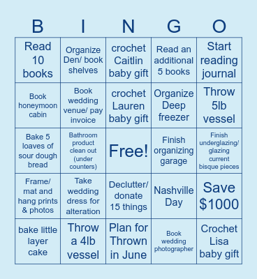 March-May 2026 Bingo Card