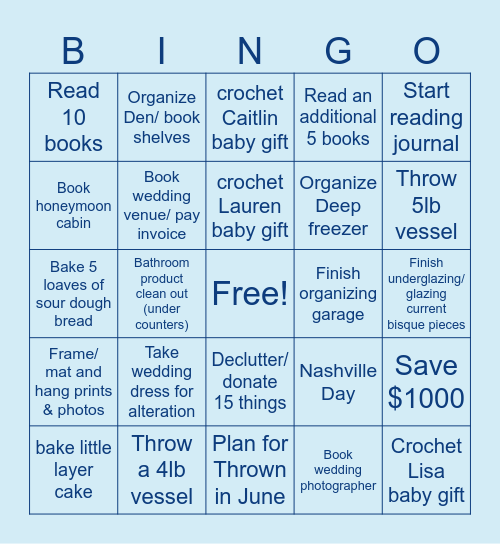 March-May 2026 Bingo Card