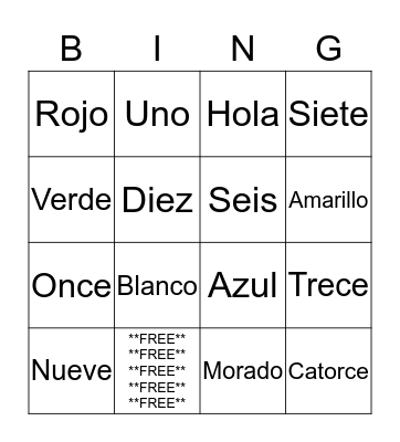 Spanish Bingo Card