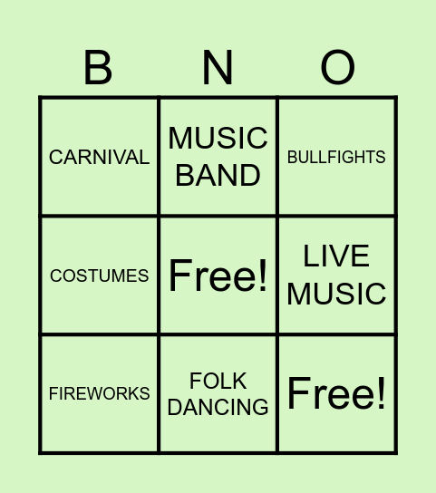 HOLIDAYS Bingo Card