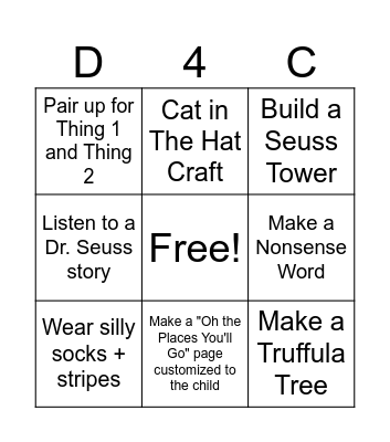 Dr. Seuss Bingo Card