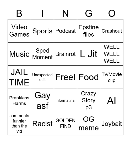 tikotk Bingo Card