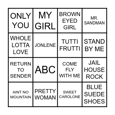 Musical Bingo Card
